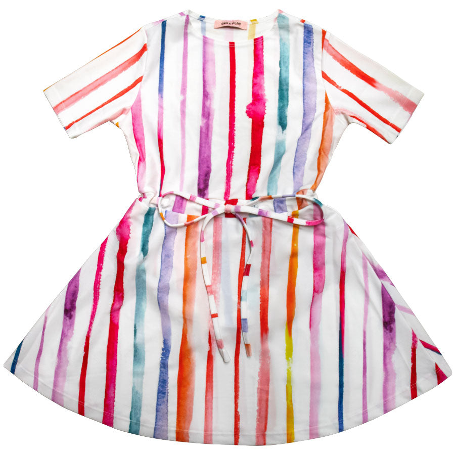 Girls Child Play Vertical Rainbow Swim Dress Drive Goods