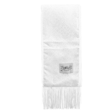 Mens Cirulli White Shabbos Scarf With Fur #2