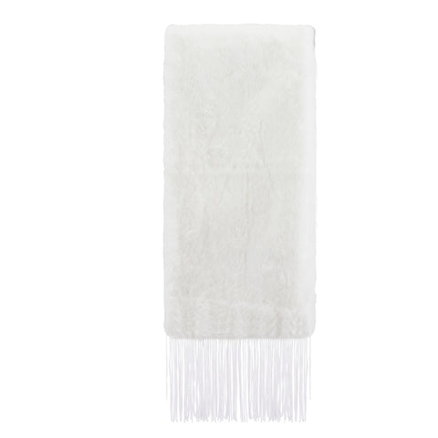 Mens Cirulli White Shabbos Scarf With Fur #2