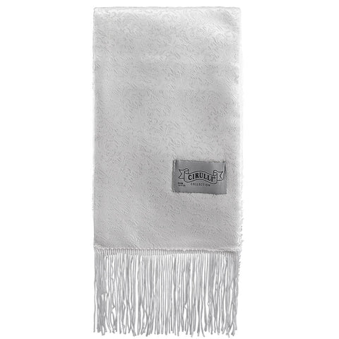 Mens Cirulli White Shabbos Scarf With Fur #5