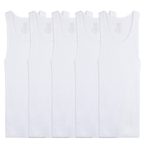 Boys Fruit of The Loom Sleeveless Ribbed Undershirts - 5 Pk.