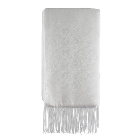 Mens Lucci 100% Silk & Rabbit Fur Scarf White