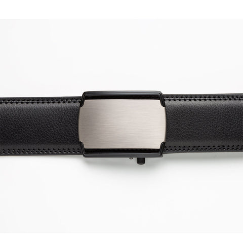 Mens Lucci 62" Black Leather Track Belt #19