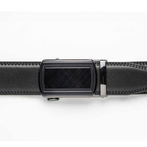 Mens Lucci 62" Black Leather Track Belt #20