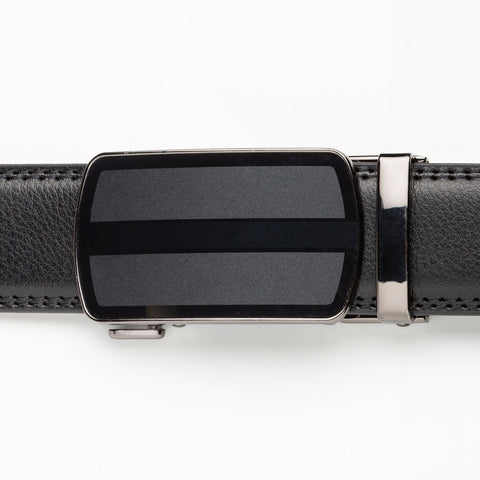 Mens Lucci 62" Black Leather Track Belt #23