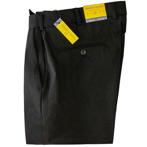 Mens Madison In-Seam Stretch Slim Fit Black Pants