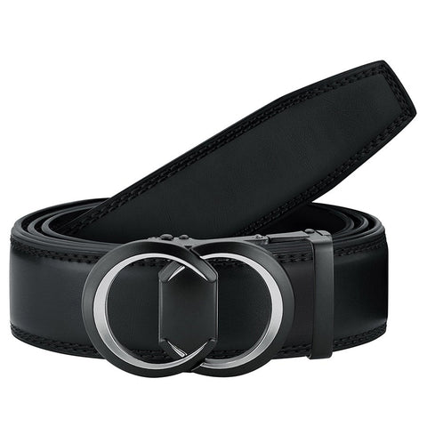 Mens Revonah 56" Black Leather Track Belt #RT38