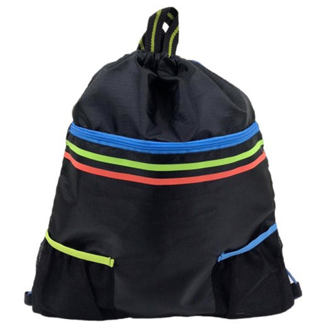 Neon Blue Drawstring Backpack Swim Bag
