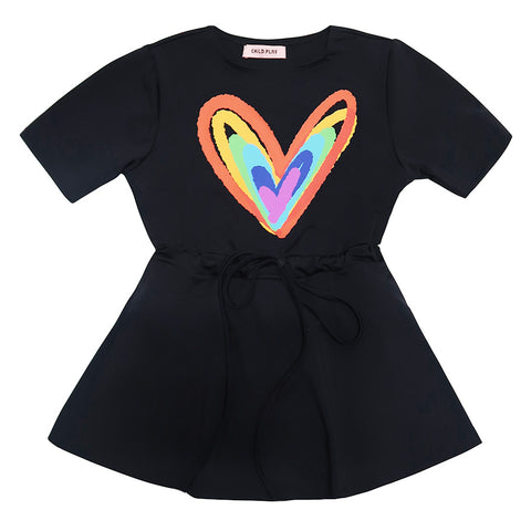 Girls Child Play Black Heart Swim Dress