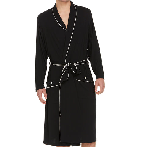 Mens Symmar Micro Modal Morning Robe Black