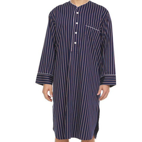 Mens Tencel Night Shirt Symmar Brown Striped