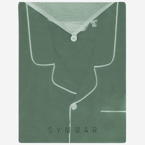 Mens Micro Modal Night Shirt Symmar Green Buttoned