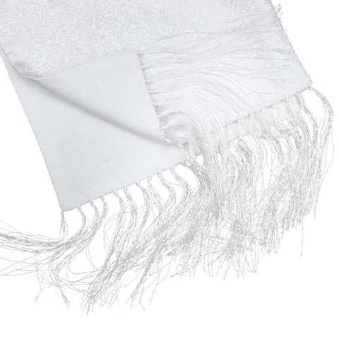 Mens Lucci White Silk Fringe Scarf #1
