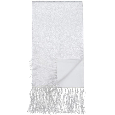 Mens Lucci White Silk Fringe Scarf #1