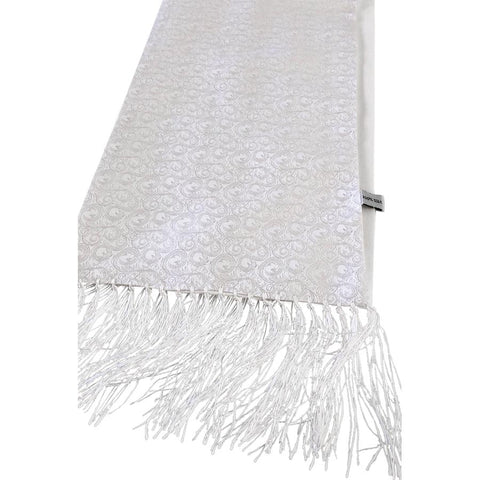 Mens Lucci White Silk Fringe Scarf #2