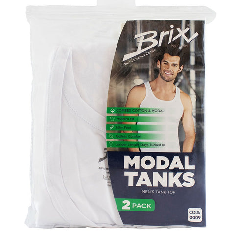 Mens Brix Sleeveless Modal Undershirts - 2 Pk.