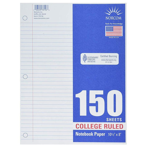Ruled Loose-Leaf Paper College - 150 Pk.