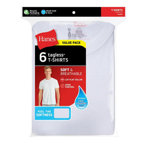 Mens Hanes Crew Neck Undershirts - 6 Pk.