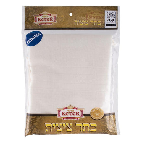 Keter Wool White & White Thick Tzitzis With Fringes