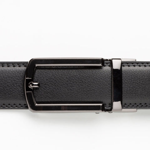 Mens Lucci 62" Black Leather Track Belt #25