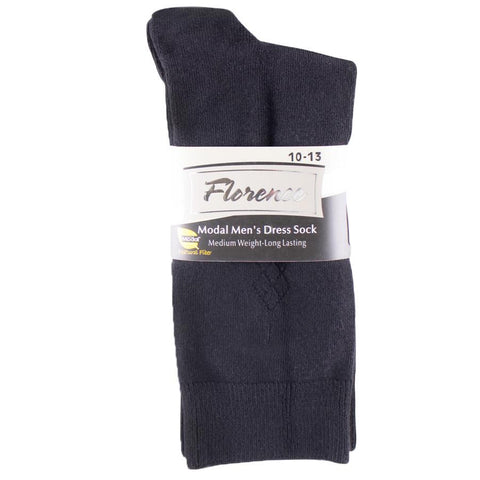 Mens Florence Modal Medium Weight Argyle Black Socks