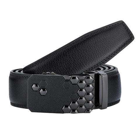 Mens Revonah 44" Black Leather Track Belt #RT4