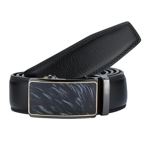 Mens Revonah 44" Black Leather Track Belt #RT25