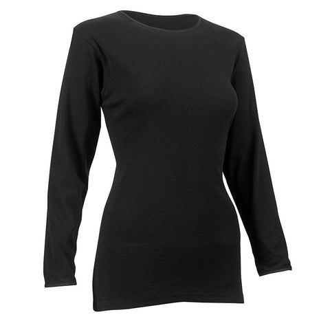 Ladies Rosette Long Sleeve Undershirts Black / S