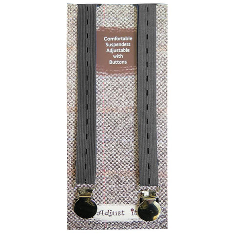 Kids Adjust It Suspenders (With Adjustable Buttons) Heart Buttons / Grey