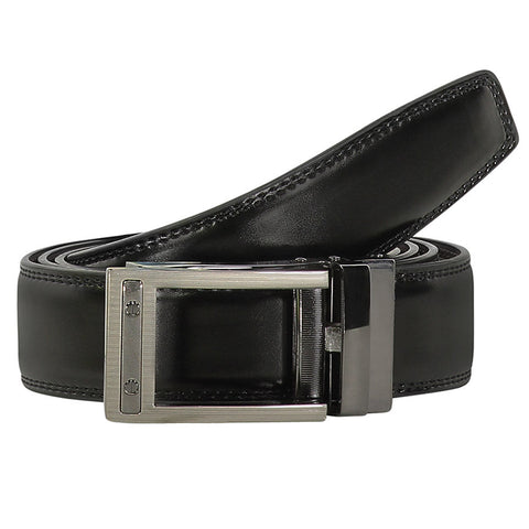 Mens Valentini 56" Black Leather Track Belt #499