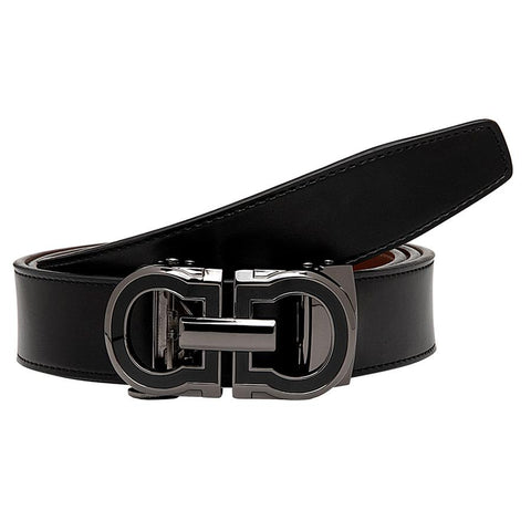 Mens Valentini 44" Black Leather Track Belt #511