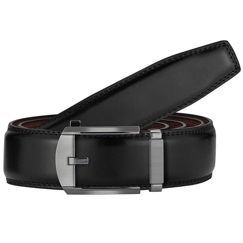 Mens Valentini 44" Black Leather Track Belt #402