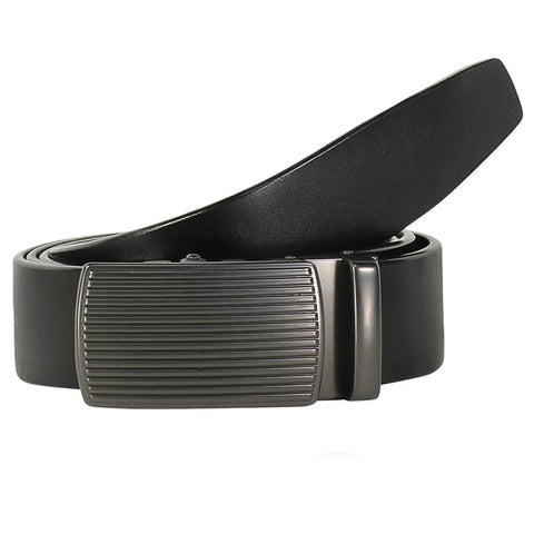 Mens Valentini 56" Black Leather Track Belt #489