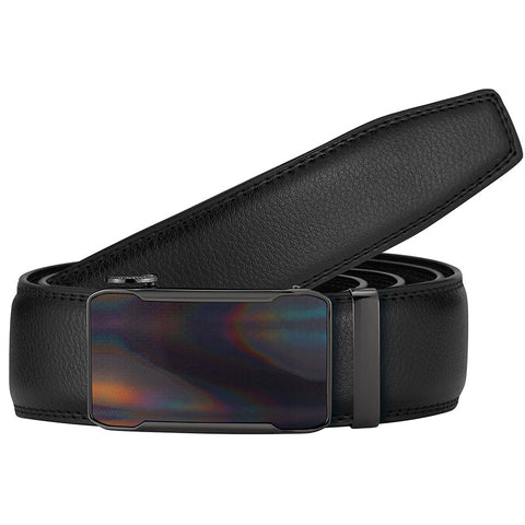 Mens Revonah 44" Black Leather Track Belt #RT51