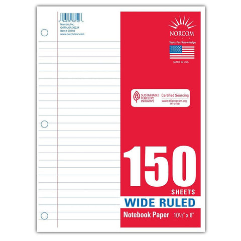 Ruled Loose-Leaf Paper Wide - 150 Pk.