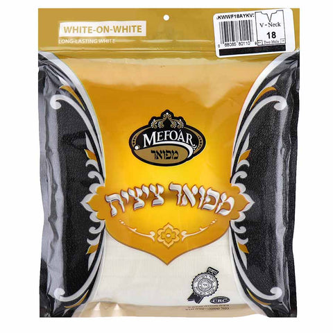 Mefoar Wool White & White Thick Tzitzis