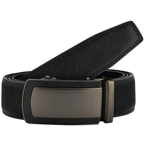 Mens Revonah 44" Black Leather Track Belt #RT59