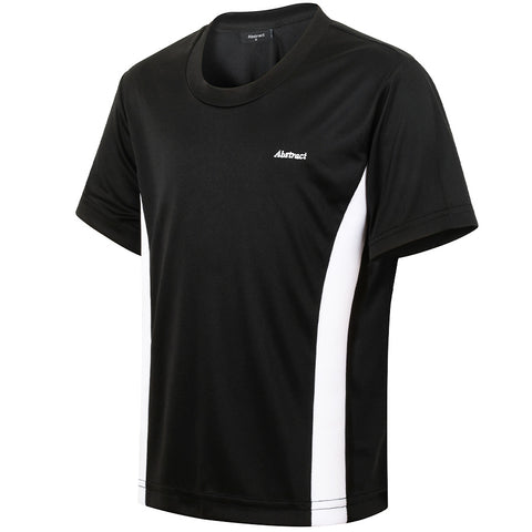 Mens Short Sleeve Black / White Stripe Swim Top