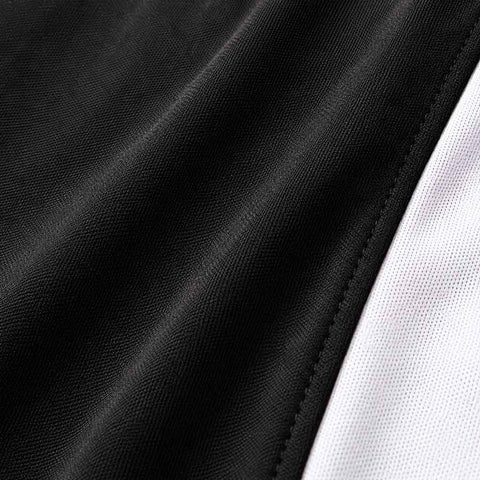 Mens Short Sleeve Black / White Stripe Swim Top