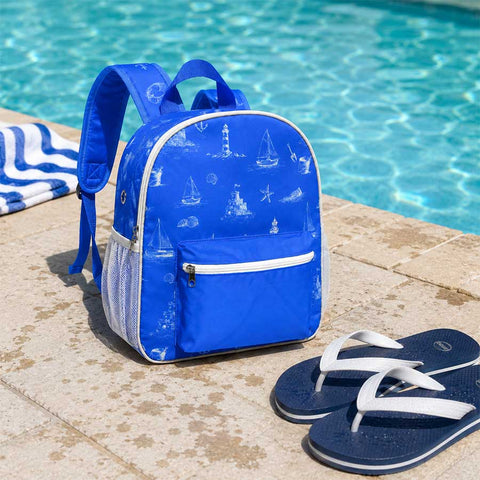 Blue Toile Swim Backpack