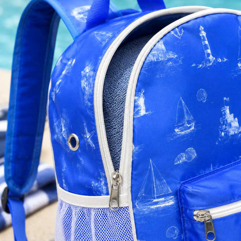 Blue Toile Swim Backpack