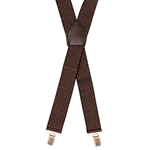 Mens Suspender 4 Clip #4 Black / Brown Diamonds
