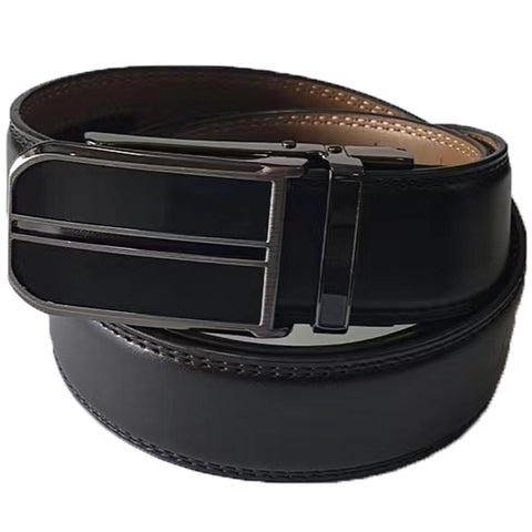 Mens Lucci 48" Black Leather Track Belt #56