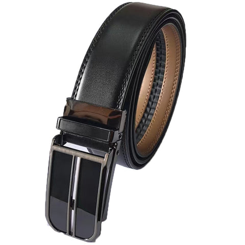 Mens Lucci 48" Black Leather Track Belt #56