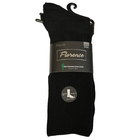 Mens Florence Bamboo Thin Ribbed Socks - 3 Pk.