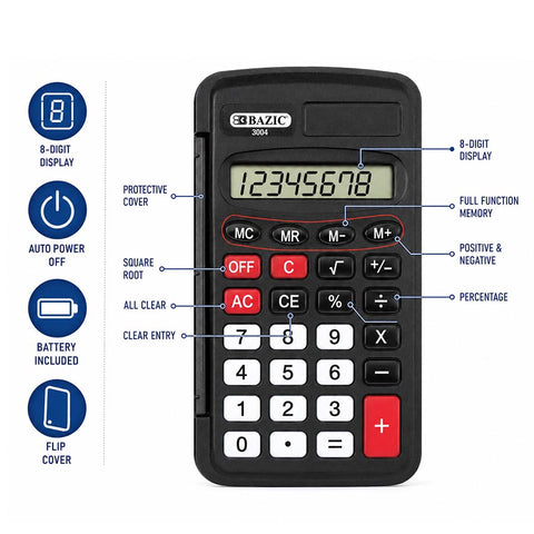 Bazic Calculator with Flip Cover