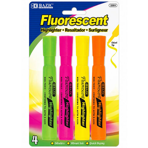 Bazic Thick Colored Highlighters- 4 Pk.