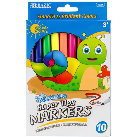 Bazic Thin Washable Markers - 10 Pk.