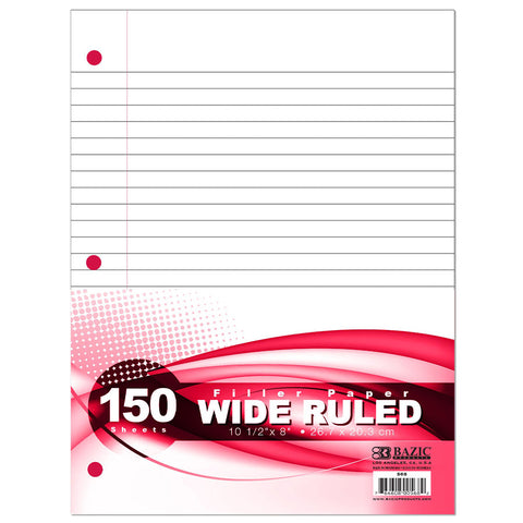 Bazic Wide Ruled Loose Leaf Paper -150 Pk.
