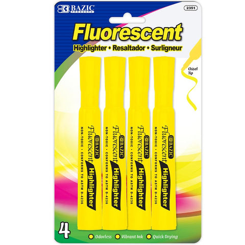 Bazic Thick Yellow Highlighters- 4 Pk.